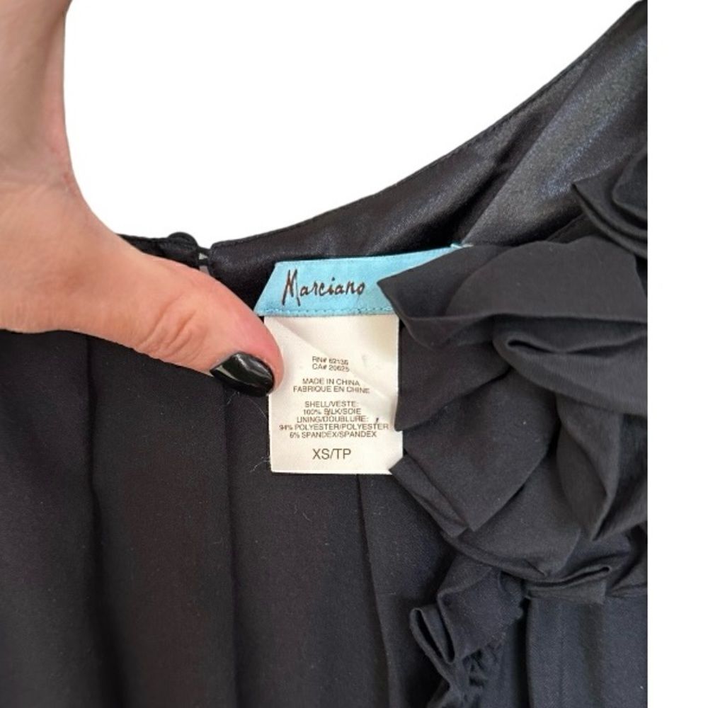 Marciano Black Ruffle Appliqué Sleeveless Bubble Mini Dress - Picture 6 of 7